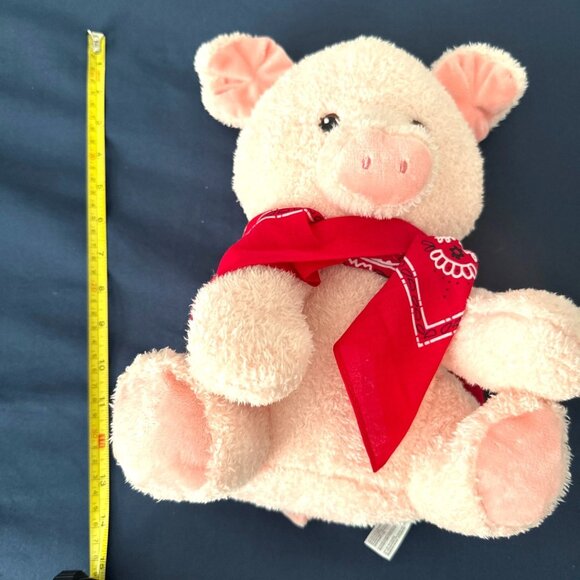 Pink Plush Pig Toy With Red Bandana 10" By Spark Create Imagine For Kids - Picture 6 of 6